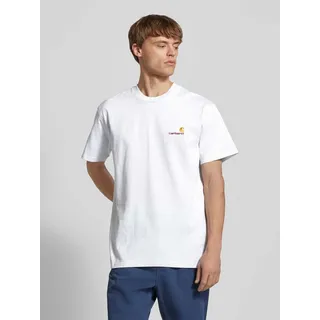 T-Shirt mit Label-Stitching, Hellgrau Melange, XL