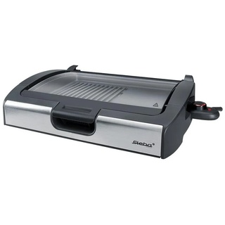 Steba Tischgrill VG 200, Elektrogrill, elektrisch, mit Deckel, BBQ Tischgrill, Glasdeckel schwarz|silberfarben