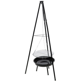 Rivanto Feuerschale, Dreibein Grill-Feuerschale mit Grillschale Grillro, 67 x 77 x 157 cm bunt|schwarz|silberfarben