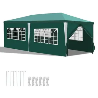 Pavillon Garten mit Spiralschläuchen und großen Fenstern mit 3 abnehmbaren Seitenteilen tragbares wasserdichtes Zelt Partyzelt, Gartenpavillon,für
