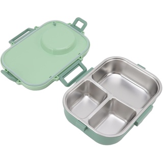 Goshyda -Lunchbox, 1100 Ml, Doppellagiges 3-Gitter-Design, Thermo-Lunchbox aus Edelstahl 304 mit Essstäbchen, Löffel, Suppenschüssel, Lebensmittelbehälter für Kinder,