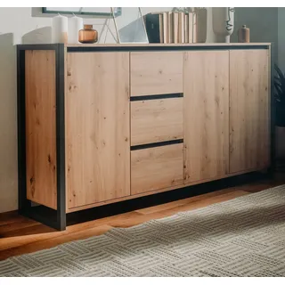 furn.design Sideboard Malta 160 x 88 cm Beige / Anthrazit