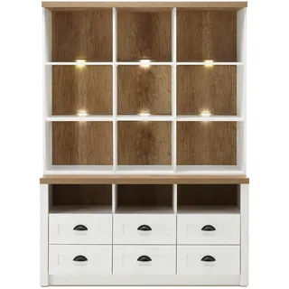 furn.design Buffetschrank 130 x 179 cm Weiß/Pinie