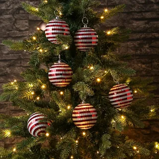 MARELIDA Weihnachtsbaumschmuck Discokugel Spiegelkugel Baumkugel 8cm 6er Set