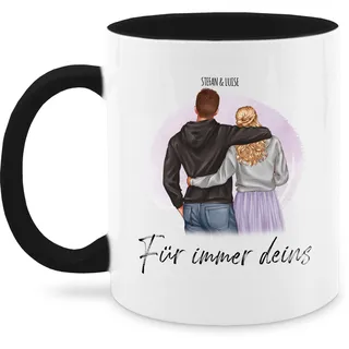 Tasse Tassen 325ml - Partner - Pärchen Geschenk personalisierbar - selber gestalten persönlich romantisch Freundin - 325 ml - Schwarz - personalisierte paar partnertassen für paare partnertasse