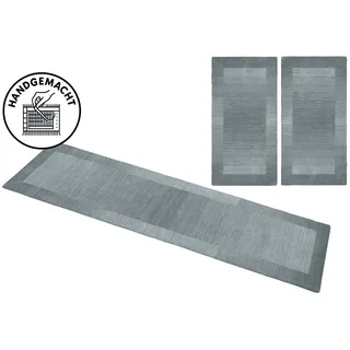Bettumrandung THEKO "Gabbeh Super, Handweb, Teppich, Bordüre, reine Wolle" Gr. 14, grau (grau, blau), H:9mm, Obermaterial: 100% Wolle, Bettumrandungen, Bettvorleger, Schlafzimmer, Läufer-Set