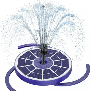 AISITIN Solar Springbrunnen für Außen Verbessert mit Akku, 3,5W Solar Schwimmender Fontäne Pumpe mit Verschiedene Sprüh Effekten, Solarbrunnen für Draussen mit Dunkelblau Glasscheibe für Garten,Teich
