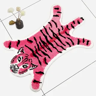 Tigerförmiger rosa Badematte rutschfeste Fußmatte, 85,1 x 55,9 cm