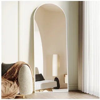 Boromal Ganzkörperspiegel Weiß Oval Wndspiegel Oval groß Aluminiumrahmen 150x50cm Golden (Standspiegel, Sicherheitsfolie, 5mm HD Spiegel), hängend,Wand gelehnt weiß
