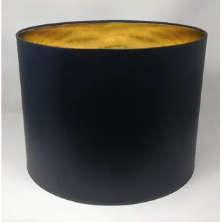 Lampenschirm Zylinder Form Schwarz Stoff Gold Futter Handarbeit Verschiedene Größen Deckenanhänger - Tisch (40 cm Durchmesser 30 cm Höhe)