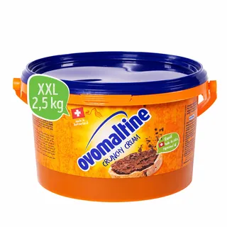 Ovomaltine Crunchy Cream Brotaufstrich - einzigartig knusprige Schoko-Creme ohne Palmöl - süßer Aufstrich mit knusprigen Ovomaltine Stückchen - hergestellt in der Schweiz (1 x 2,5 kg Eimer)