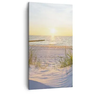 ARTTOR Leinwandbild 45x80 cm Wandbild Landschaften Maritim - 3989 | Düne Strand Meer Vertikal Klein Wanddekoration Wohnzimmer Schlafzimmer Wandkunst Wanddeko Wand Kunstdruck Küche ARTTOR