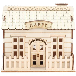 Spardose Kinder Holz Villa Haus Deko Sparschwein mit Farbwechselndes LED Licht, 15 x 14 x 14 cm Bruchsichere Spar Münzbox Sparbüchse für Jungen Mädchen Geschenk