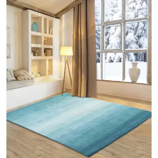 OTTO home Lessach Wollteppich 70 x 140 cm Blau/Türkis