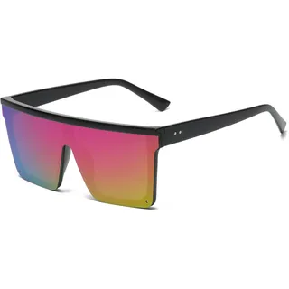 Long Keeper Übergroße Sonnenbrille Quadratisch für Herren Damen Vintage Sonnenbrille Eckig Verspiegelt Groß UV400-Schutz Mode Quadratisch Brille, 60MM - 60mm