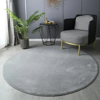 PALVIT Runde Teppiche, 180 x 180 cm, weicher, flauschiger, großer Teppich für Wohnzimmer, Küche, zottelige, dicke Matte für Schlafzimmer, Nachttisch mit rutschfester Unterseite, maschinenwaschbare