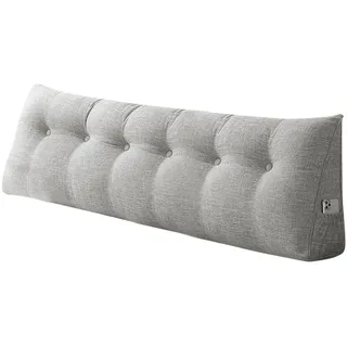 HUOLE Dreieckiges Großes XXL-Kissen Rückenkissen mit Beinstütze und Taillenunterstützung für Lesen und Entspannung Meditation Sofakissen Leinen-180 * 50 * 20 cm-Silbergrün