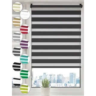 Doppelrollo Klemmfix ohne Bohren Rollos für Fenster und Tür Seitenzugrollo, Sonello, blickdicht, ohne Bohren, freihängend, Klemmfix, 100cm x 100cm Anthrazit Duo Rollo, Jalousie mit Klemmträger grau 100 cm x 100 cm