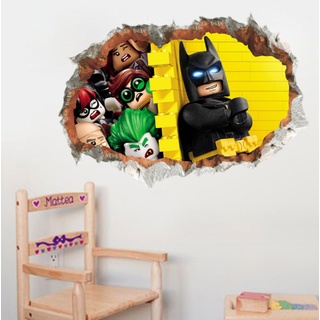 2-stücke 3d-dreidimensionale Gebrochene Wand Batman Kinderzimmer Kindergarten Dekoration Malerei, Umweltfreundliche Und Abnehmbare Wandaufkleber 50-70cm