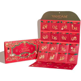 VAHDAM, Tee Adventskalender 2024 | Limitiertes Auflage Faltgeschenkset | 24 Einzigartige Lose Blatttees | Adventskalender 2024 | Weihnachtsgeschenkset Für Frauen & Männer-Loose