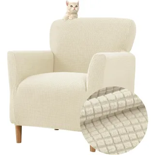 FZKun Stretch Sesselbezug Sesselhusse Elastische Jacquard Sofaüberzug Clubsessel Sessel Bezug, Weicher Sesselschoner mit Armlehne Sitzbezug Für Sessel Mit Armlehne Hussen Für Sessel (Beige)