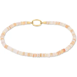 Fußkette TAMARIS "Schmuck Geschenk Edelstahl Körperschmuck All About Beads", gold (gelbgoldfarben, weiß, beige, natur, weiß, beige, natur), Fußketten, Damen, Edelstahl, mit Naturstein