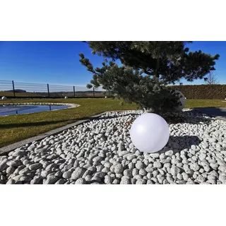 TRANGO LED Kugelleuchte, Farbwechsel, 1er Set SO-001 IP44 LED Solarleuchte in 20cm Durchmesser Weiß matt mit 3000K warmweiß LED & RGB Farbwechsel LED *SNOWY* Solarkugel Leuchte Leuchtkugel, Außenleuchte, Kugellampe, Gartenleuchte Ø 20 cm