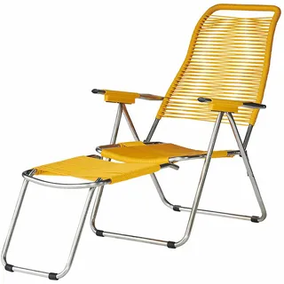 Gartensessel Spaghetti von Fiam aus Aluminium und Kunststoffgewebe, Retro Chic, gelb, verstellbar für Outdoor