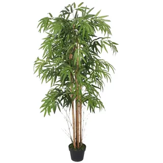 Bambus-Strauch Bambus Bambusbaum Kunstpflanze Kunstbaum Baum Künstliche Pflanze Bamboo Künstlich Echtholzstamm Innendekoration Deko 150 cm Decovego