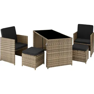 Tectake Rattan Sitzgruppe 5-tlg. Natur