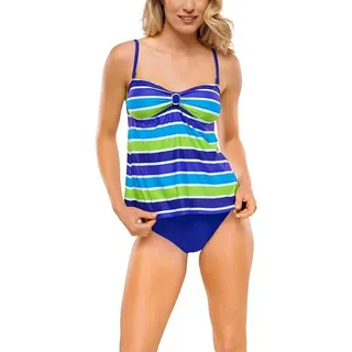 Schiesser Tankini Aqua (Set, 2-St., Set) Damen Tankini, Bikini-Set, 2 in1, Neckholder, violett lila-grün-weiss beige 36/ Cup C