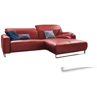 KAWOLA Eckcouch Leder Recamiere Rot