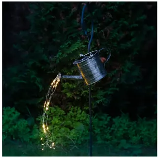 MARELIDA Solarleuchte silber H: 90cm inkl. Erdspieß Wasserfalleffekt
