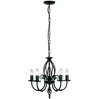 Kronleuchter Hängelampe Deckenleuchte Stahl Schwarz D 47 cm 5 Flammig Luster