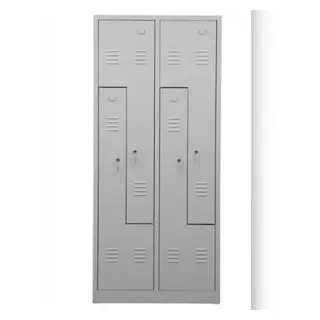 PROREGAL Garderobenspind Camel | 4-Fächer-Z-Design| HxBxT 180x80x50 cm | Zylinderschloss | Grau