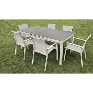 teico group Alu Gartenmöbel Set 7-tlg. Weiß