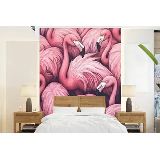 MuchoWow Fototapete Flamingo - Rosa - Tiere, Matt, bedruckt, Montagefertig Vinyl Tapete, Wandtapete, 190x260 cm rosa 1.9 m x 3 m