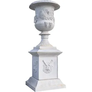 Biscottini - Vase Mit Gusseisenfuß Mit Weiß Antikem Finish