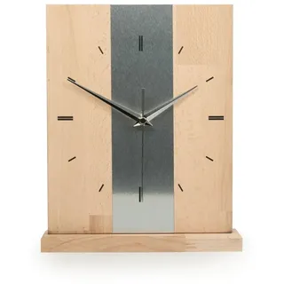 Kreative Feder Standuhr Designer-STANDUHR "Silver Stipe" aus Massivholz, ohne Ticken; Funk- oder Quarzuhrwerk; elegant, außergewöhnlich, modern braun