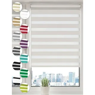 Doppelrollo Klemmfix ohne Bohren Rollos für Fenster und Tür Seitenzugrollo, Sonello, blickdicht, ohne Bohren, freihängend, Klemmfix, 100cm x 100cm Weiß Duo Rollo, Lichtschutz, Jalousie mit Klemmträger weiß 100 cm x 100 cm