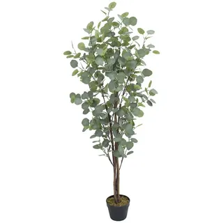 Decovego Eukalyptusbaum Eukalyptus Kunstbaum Kunstpflanze Künstliche Pflanze 140 cm Innendekoration Kunst Pflanze wie echt im Topf Decovego