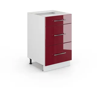 Vicco Schubladenschrank Fame-Line 50 x 51,5 x 81,5 cm Bordeaux Hochglanz