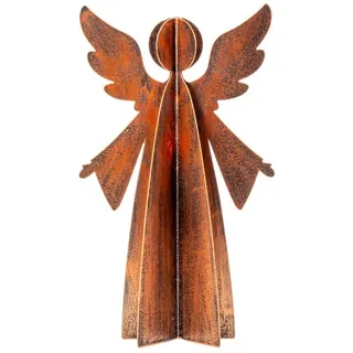 XiRRiX Dekoobjekt Metall Engel Engeldeko zum Stellen aus Metall Groß (Weihnachtsdeko, Dekoengel), wunderschöne Engelsfigur in toller Messing Optik braun