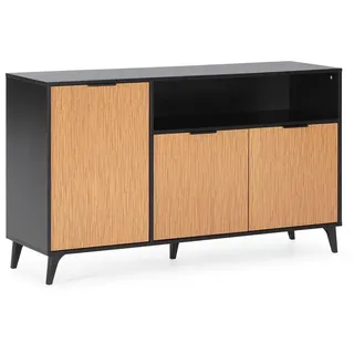 VS Venta-stock Sideboard 136 x 80 x 40 cm Schwarz