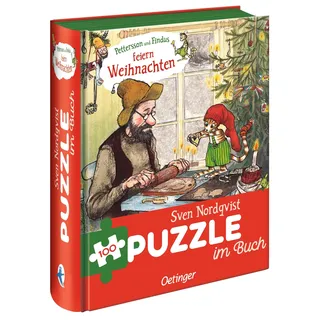 Oetinger Pettersson und Findus feiern Weihnachten. Puzzle im Buch. 100 Teile