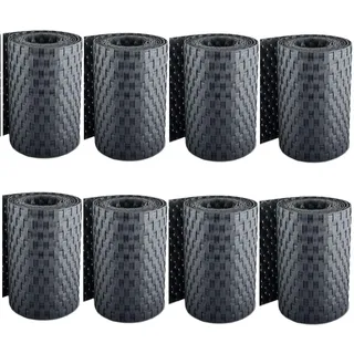 Sellon24® Rattan Sichtschutz-Streifen Rattanoptik Sichtschutz für Stabmattenzaun Flechtoptik 255 x 19 cm (RD03_anthrazit_8 Stück)