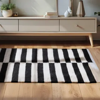 HANSE HOME Vika Wollteppich 80 x 150 cm Schwarz/Weiß