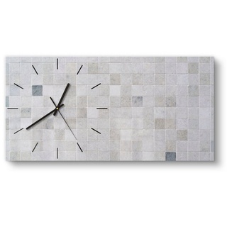 DEQORI Wanduhr 'Fliesenwand aus Keramik' (Glas Glasuhr modern Wand Uhr Design Küchenuhr) grau 60 cm x 30 cm