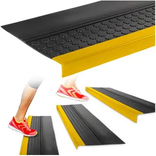 ANRO Stufenmatte Stufenschutz aus Gummi Treppenschutz Treppenmatte, Eckig, mit Coins/ Noppen Größe 30x60cm - rutschischer & anpassbar gelb|schwarz 30 cm x 60 cm