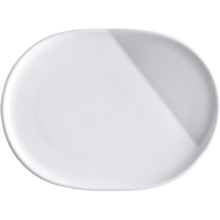 KAHLA 023371A90002C O - The better place Platte oval 23,5 cm weiß ovale Servierplatte aus Porzellan, Wurstplatte, Käseplatte, hochwertiges Geschirr mit Relief, Fine Dining Geschirr, medium, flach